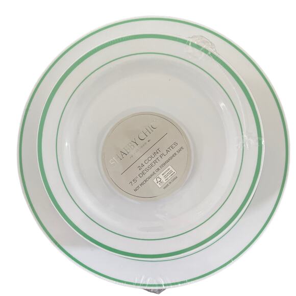 12 Count SHABBY CHIC Summer Green White 10.25" Disposable Dinner Plates NEW - Picture 9 of 11